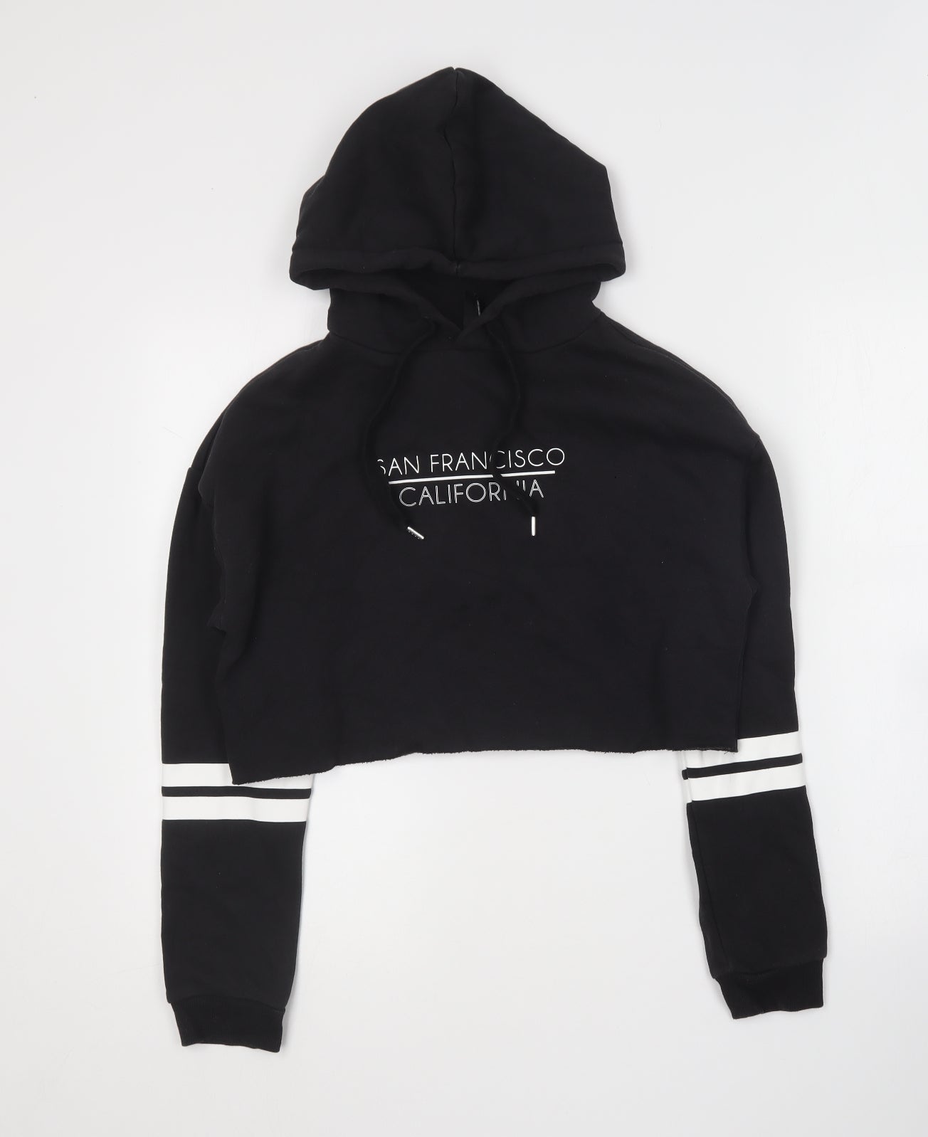 H&M Womens Black Cotton Pullover Hoodie Size XS