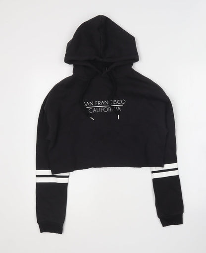 H&M Womens Black Cotton Pullover Hoodie Size XS