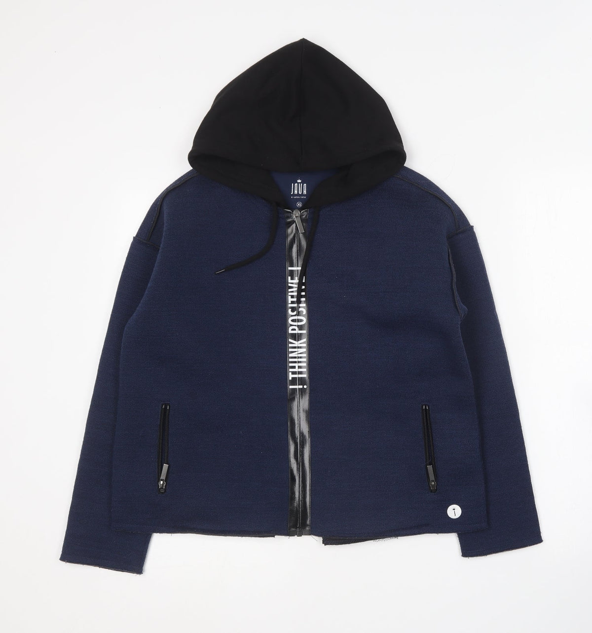 JAVA Womens Blue Polyester Full Zip Hoodie Size XS