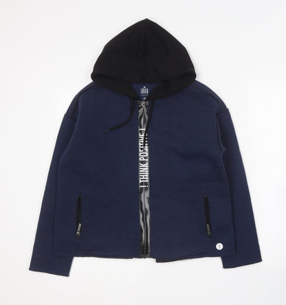 JAVA Womens Blue Polyester Full Zip Hoodie Size XS
