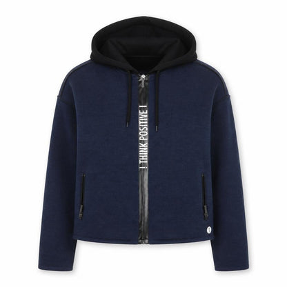 JAVA Womens Blue Polyester Full Zip Hoodie Size XS