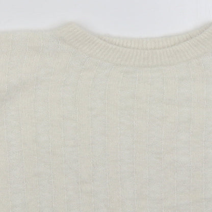 TU Womens White Crew Neck Nylon Pullover Jumper Size 20
