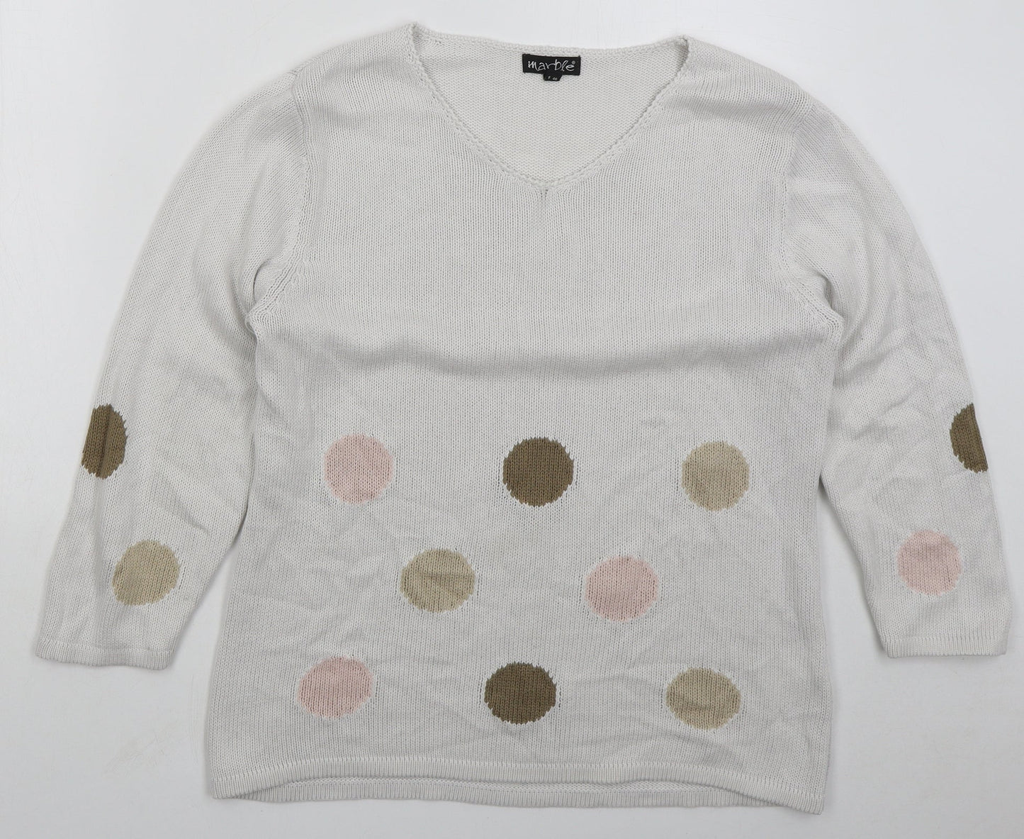 Womens UK Size L Marble White Pullover Jumper
