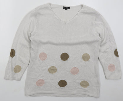 Womens UK Size L Marble White Pullover Jumper