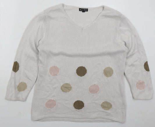 Womens UK Size L Marble White Pullover Jumper