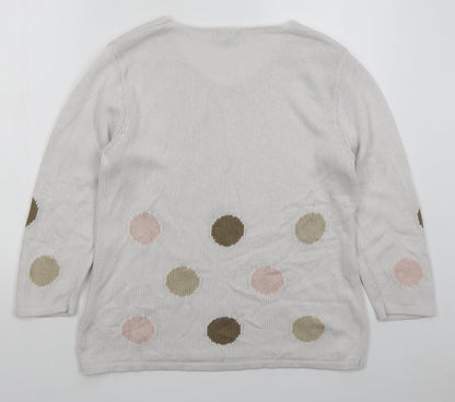 Womens UK Size L Marble White Pullover Jumper