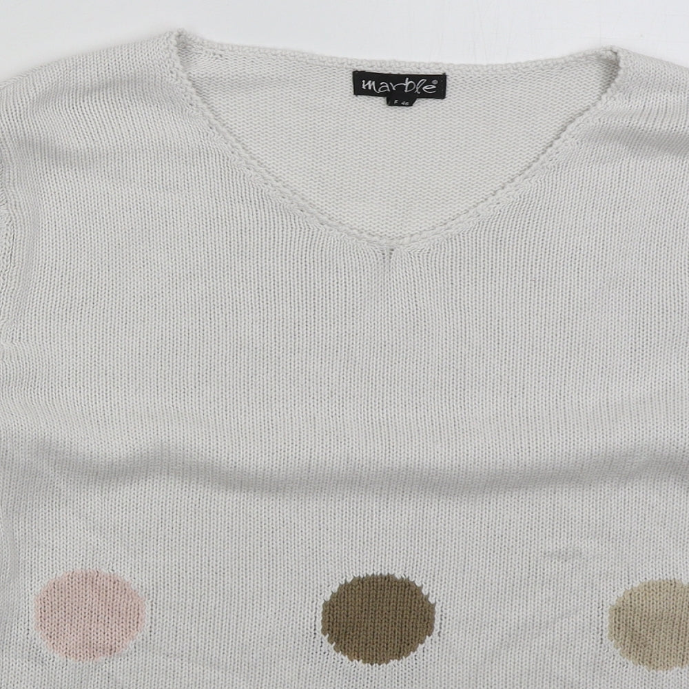 Womens UK Size L Marble White Pullover Jumper
