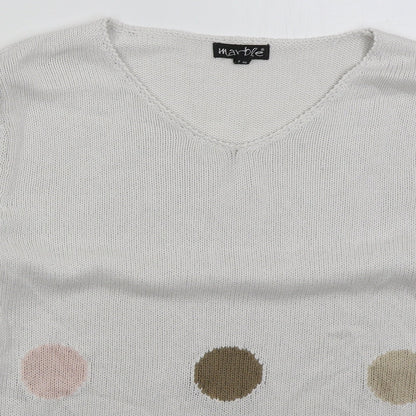 Womens UK Size L Marble White Pullover Jumper