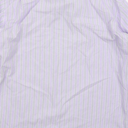 Woolworths Mens Purple Striped Cotton Button-Up Size 15.5 Collared Button