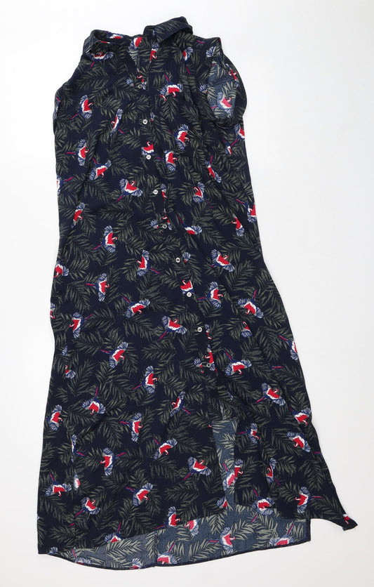 Yessica Womens Green Floral Polyester A-Line Size 8 Collared