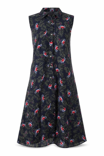 Yessica Womens Green Floral Polyester A-Line Size 8 Collared