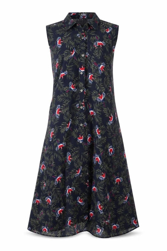 Yessica Womens Green Floral Polyester A-Line Size 8 Collared