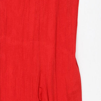 Lost Ink Womens Red Polyester Trousers Size M L25 in Regular - Bootcut