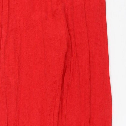 Lost Ink Womens Red Polyester Trousers Size M L25 in Regular - Bootcut