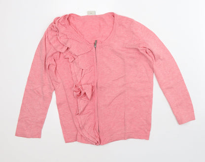 Sprit Womens Pink Round Neck Viscose Cardigan Jumper Size S