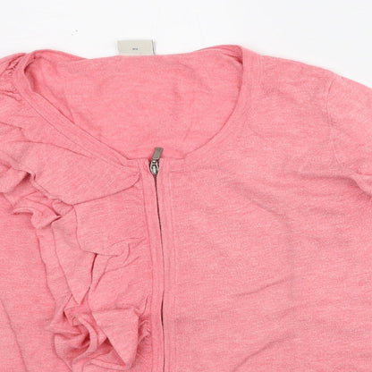 Sprit Womens Pink Round Neck Viscose Cardigan Jumper Size S