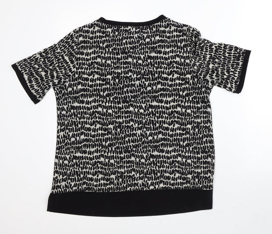 Anne Klein Womens Grey Geometric Polyester Basic T-Shirt Size M Round Neck