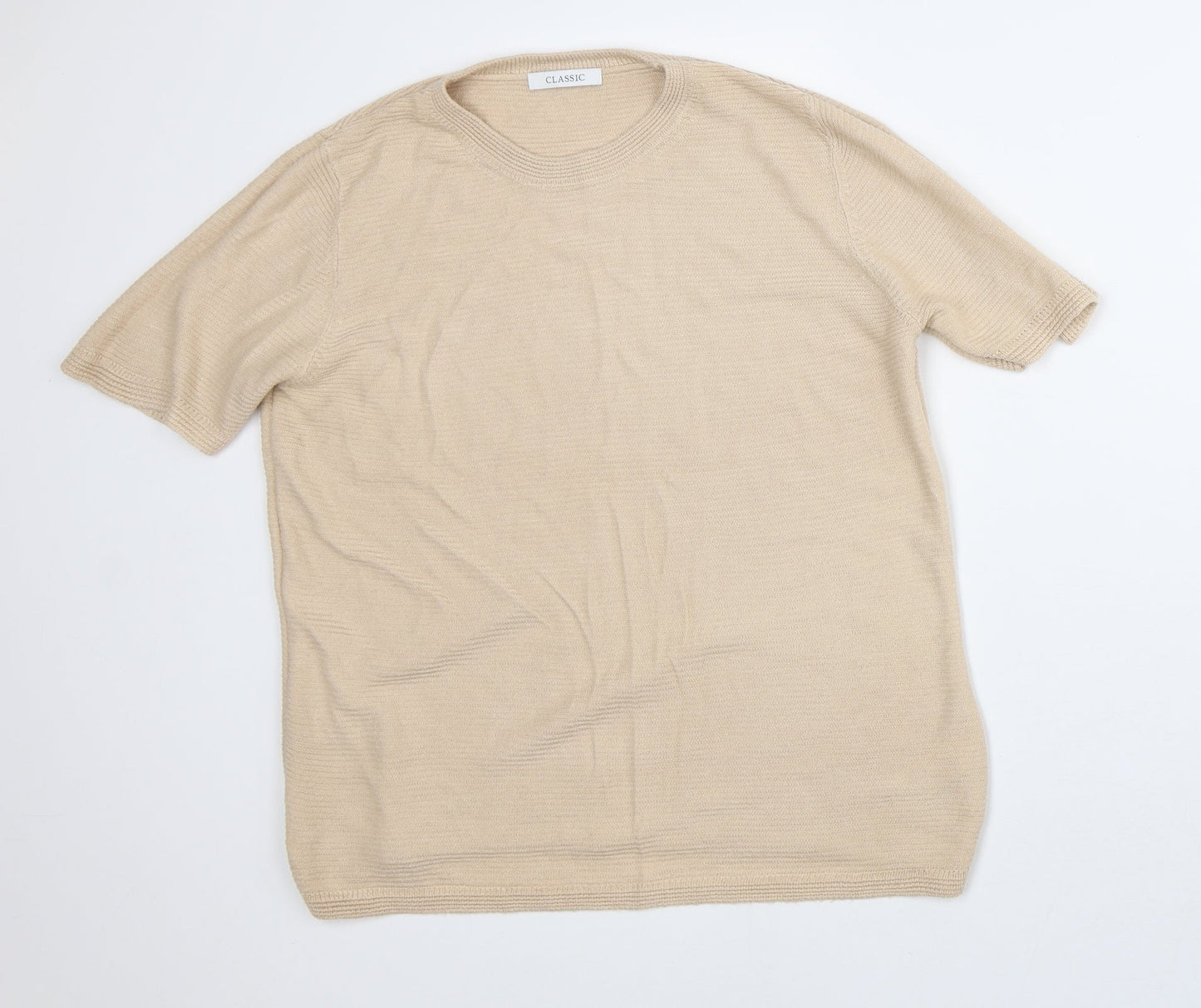Womens UK Size 10 Marks and Spencer Beige Basic T-Shirt