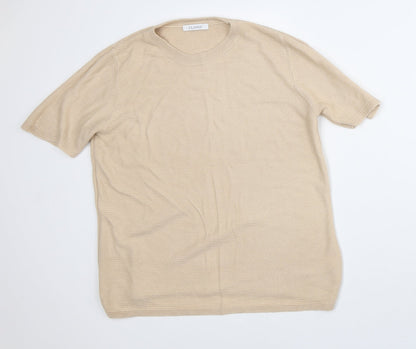 Womens UK Size 10 Marks and Spencer Beige Basic T-Shirt