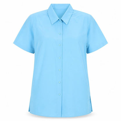 Prima Womens Blue Polyester Basic Button-Up Size 10 Collared