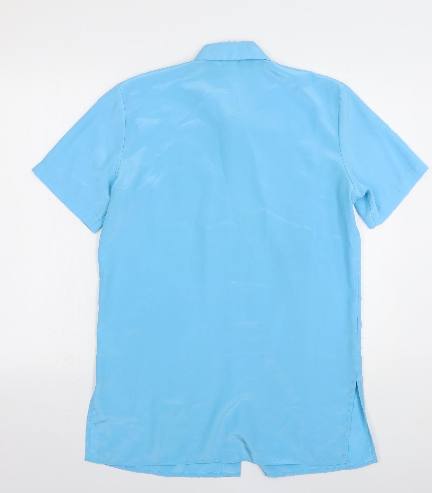 Prima Womens Blue Polyester Basic Button-Up Size 10 Collared