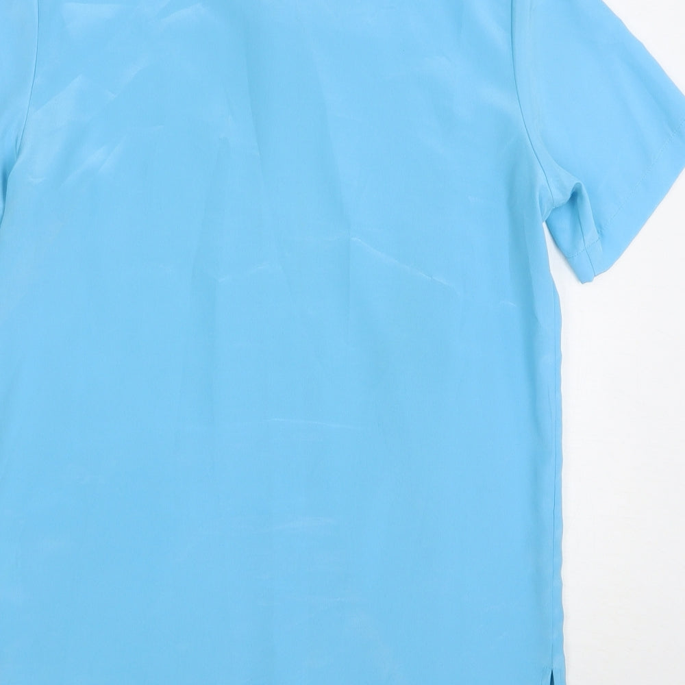 Prima Womens Blue Polyester Basic Button-Up Size 10 Collared