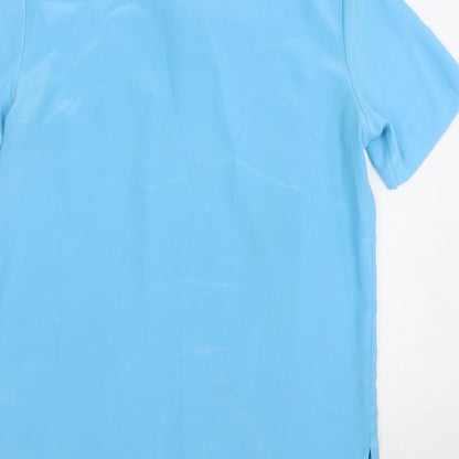 Prima Womens Blue Polyester Basic Button-Up Size 10 Collared