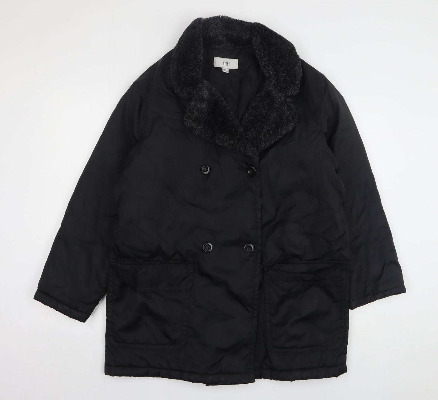 Womens UK Size 12 Alibi Black Overcoat