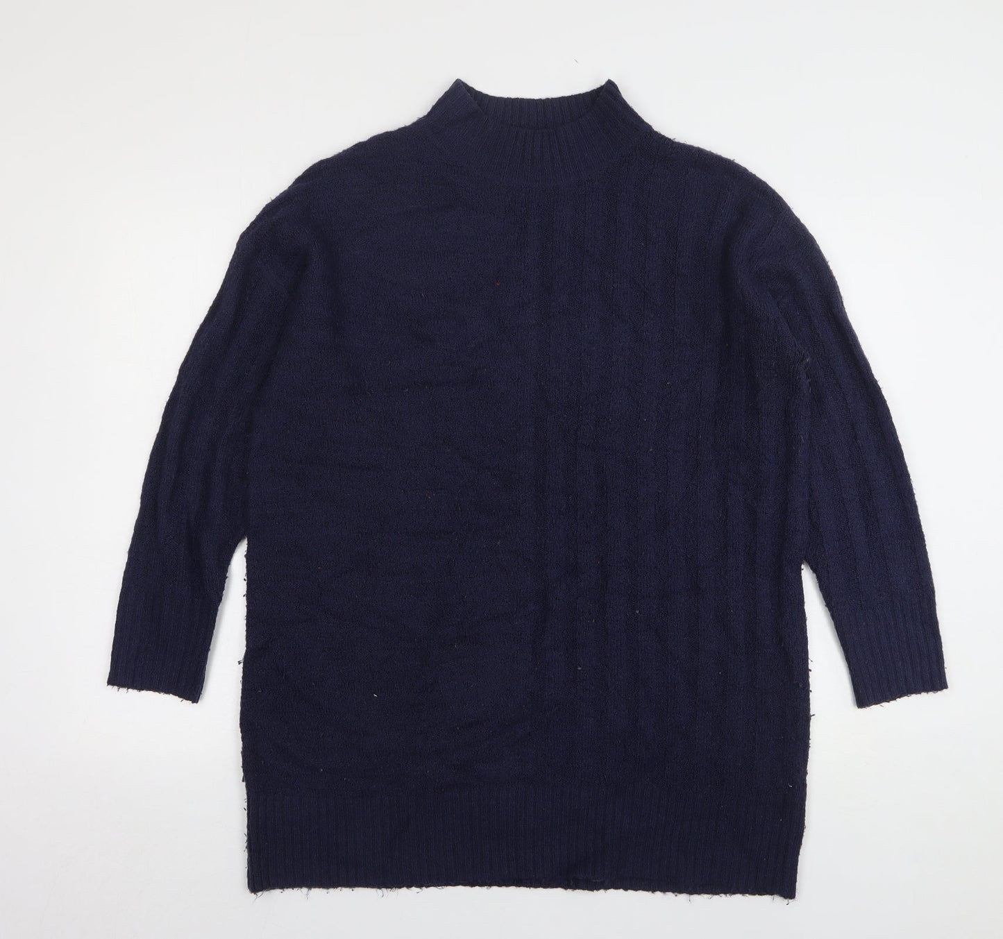 George Womens Blue High Neck Acrylic Pullover Jumper Size M