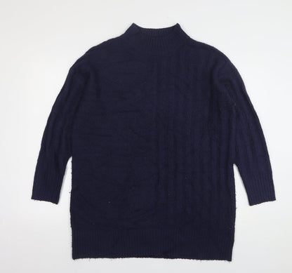 George Womens Blue High Neck Acrylic Pullover Jumper Size M