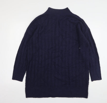 George Womens Blue High Neck Acrylic Pullover Jumper Size M