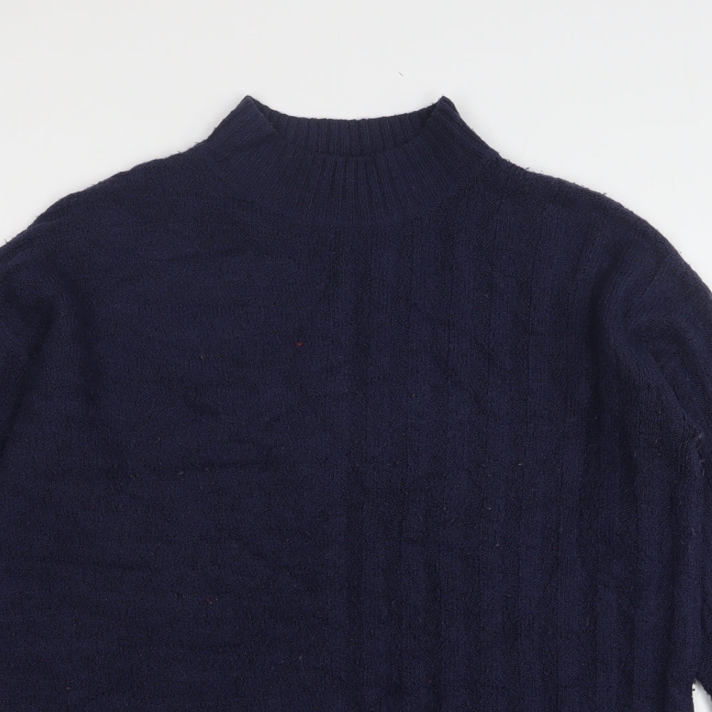 George Womens Blue High Neck Acrylic Pullover Jumper Size M