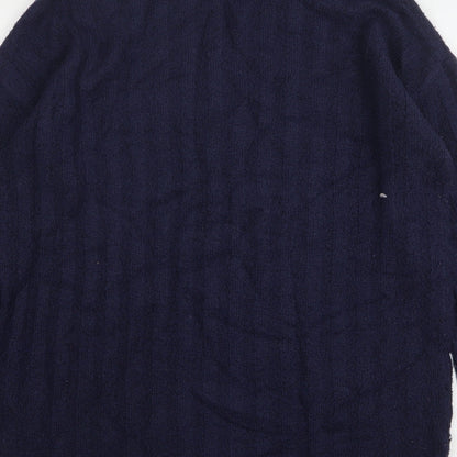 George Womens Blue High Neck Acrylic Pullover Jumper Size M