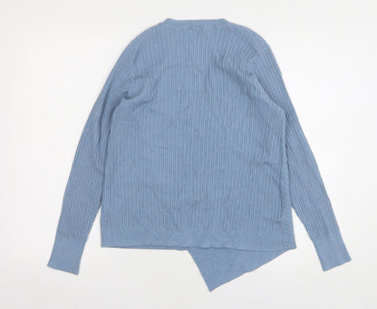 TU Womens Blue V-Neck Acrylic Pullover Jumper Size 14