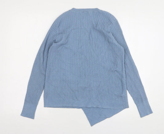 TU Womens Blue V-Neck Acrylic Pullover Jumper Size 14