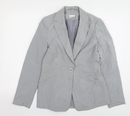 Look Womens Grey Polyester Jacket Blazer Size 10
