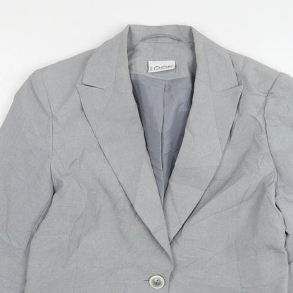 Look Womens Grey Polyester Jacket Blazer Size 10