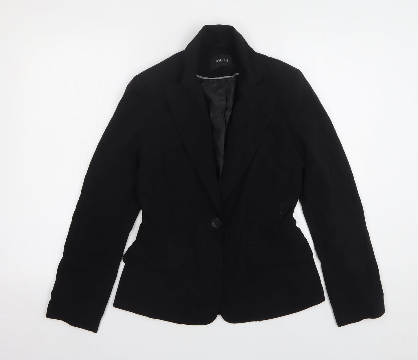 South Womens Black Polyester Jacket Suit Jacket Size 8