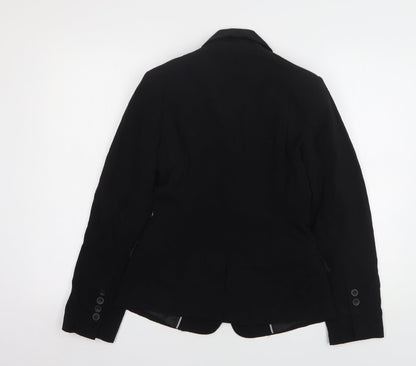 South Womens Black Polyester Jacket Suit Jacket Size 8