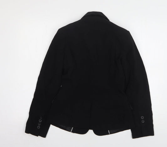 South Womens Black Polyester Jacket Suit Jacket Size 8