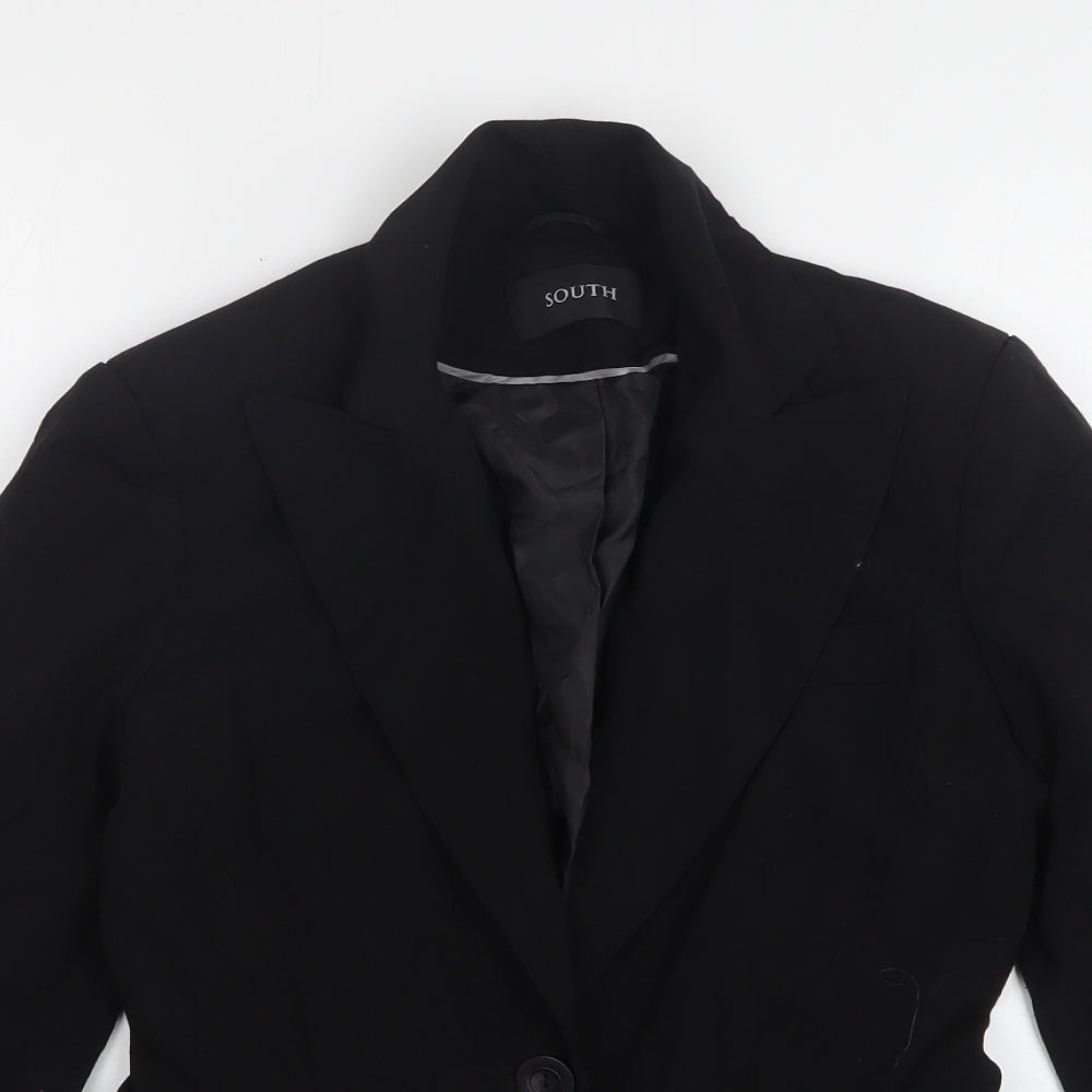 South Womens Black Polyester Jacket Suit Jacket Size 8