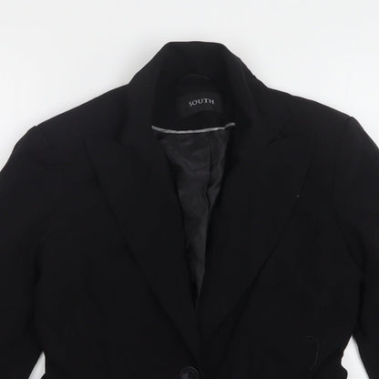 South Womens Black Polyester Jacket Suit Jacket Size 8