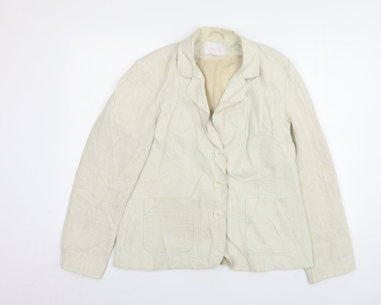 E-vie Womens Beige Ramie Jacket Suit Jacket Size 14