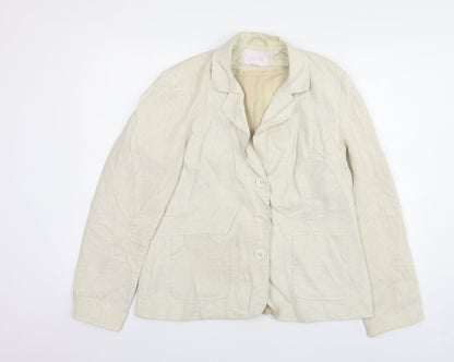 E-vie Womens Beige Ramie Jacket Suit Jacket Size 14