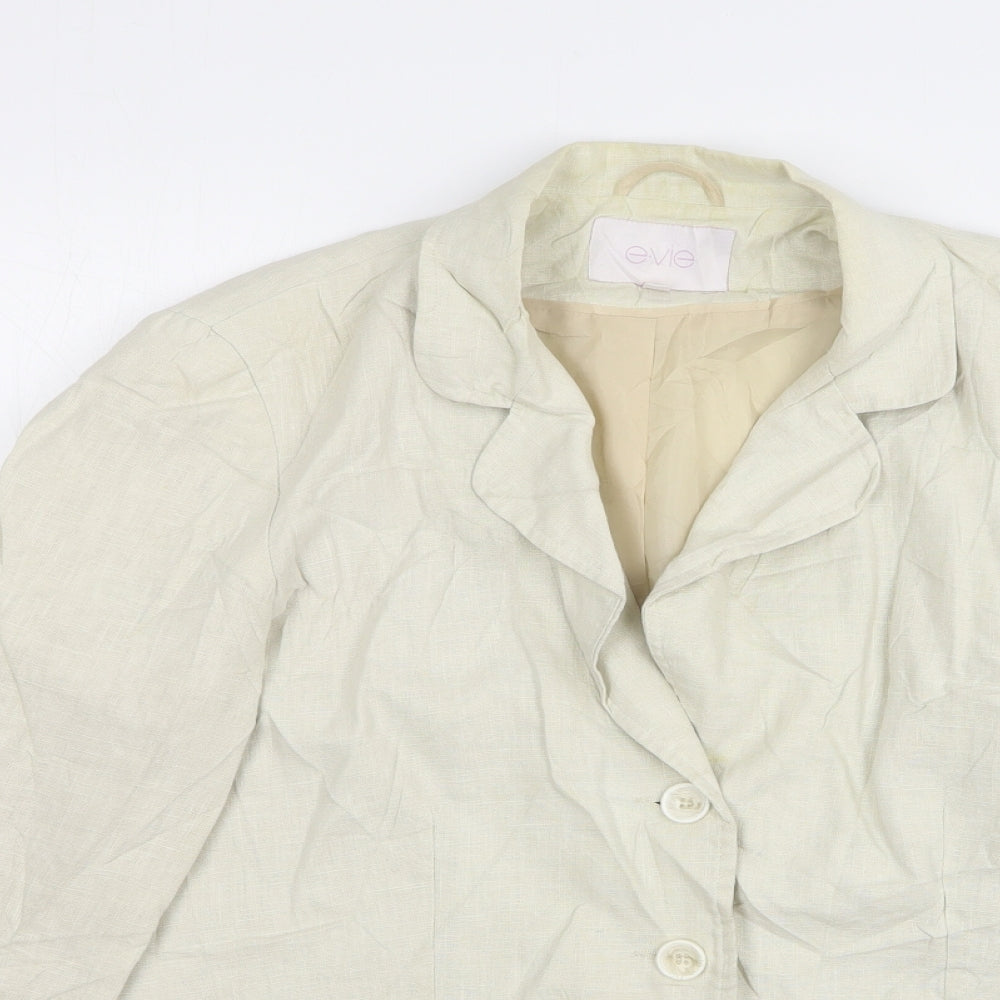 E-vie Womens Beige Ramie Jacket Suit Jacket Size 14