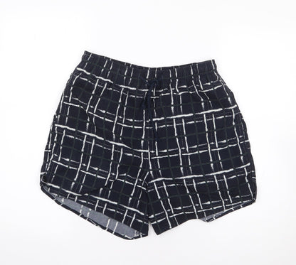 Marks and Spencer Mens Blue Geometric Nylon Sweat Shorts Size S L7 in Regular Drawstring - Swim Short