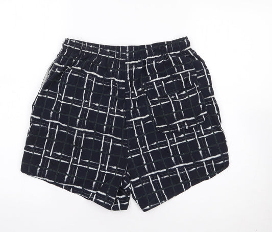 Marks and Spencer Mens Blue Geometric Nylon Sweat Shorts Size S L7 in Regular Drawstring - Swim Short