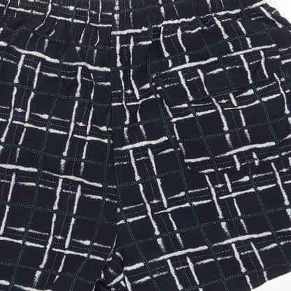 Marks and Spencer Mens Blue Geometric Nylon Sweat Shorts Size S L7 in Regular Drawstring - Swim Short