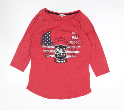 Clockhouse Womens Red Cotton Jersey T-Shirt Size L Round Neck
