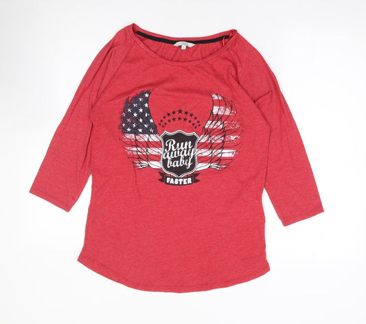 Clockhouse Womens Red Cotton Jersey T-Shirt Size L Round Neck